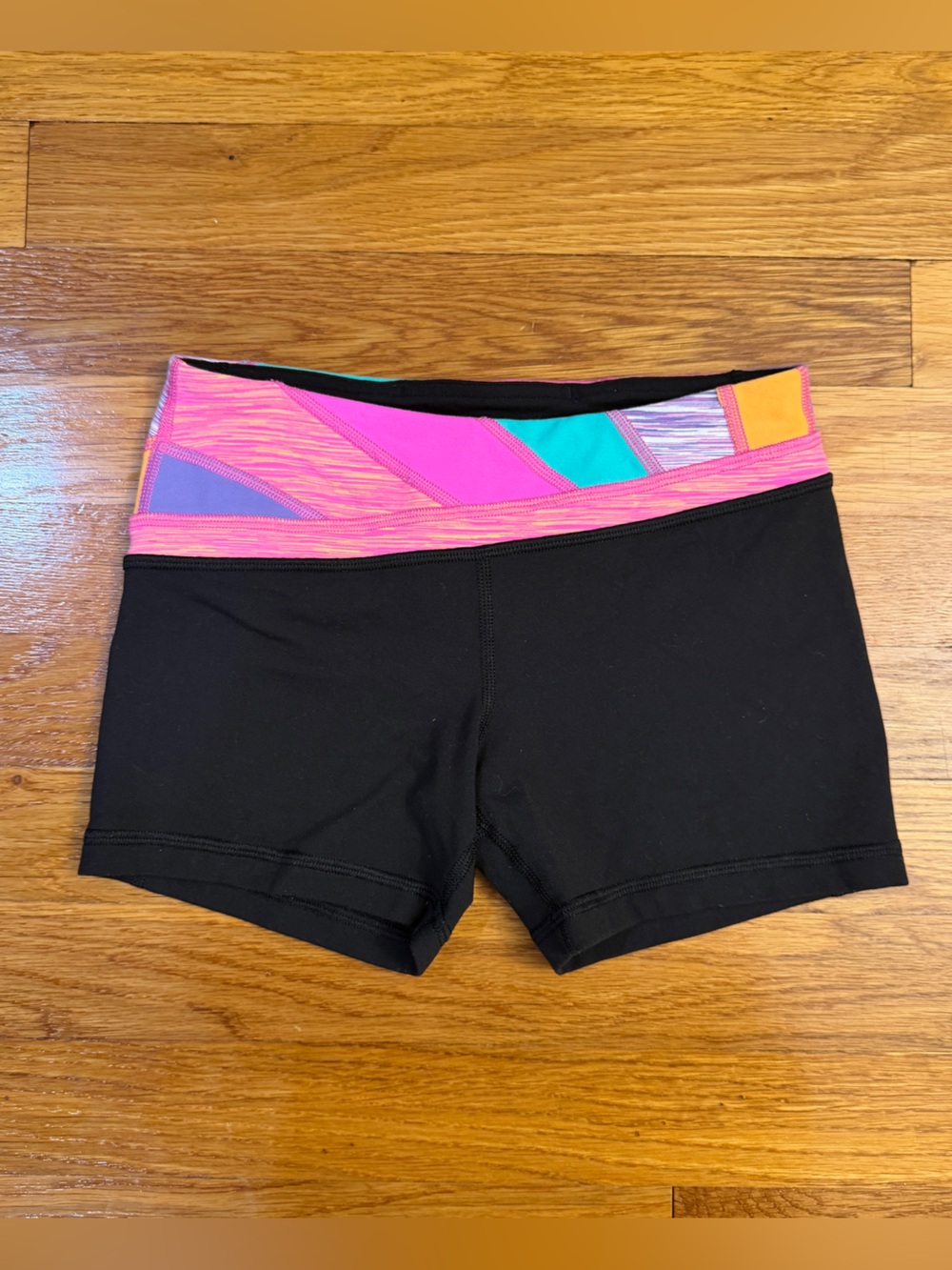 Ivivva (Lululemon) Soft Biker/Booty Shorts Black Multicolor Waistband - Size 8